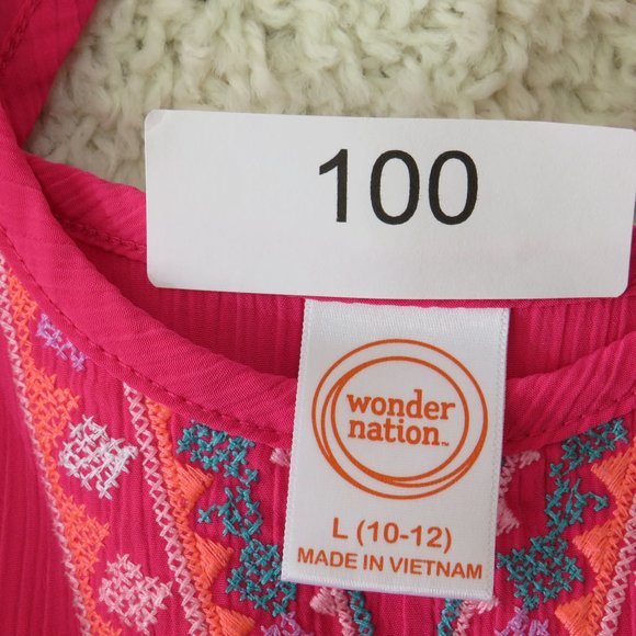 Wonder Nation Girl's Sleeveless Dress Size Large (10-12), Dark Pink, Multi-Color - Picture 5 of 8